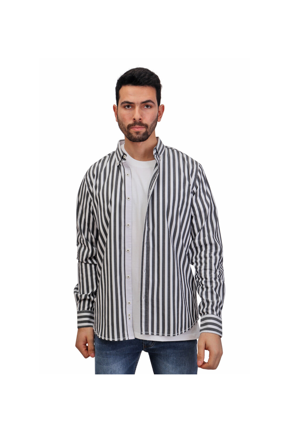 Men's Striped Regular Fit Unique Style Cotton Shirt