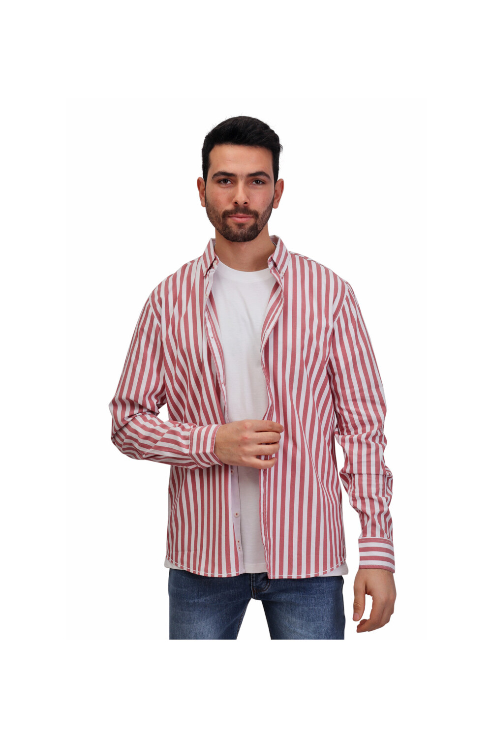 Men's Striped Regular Fit Unique Style Cotton Shirt