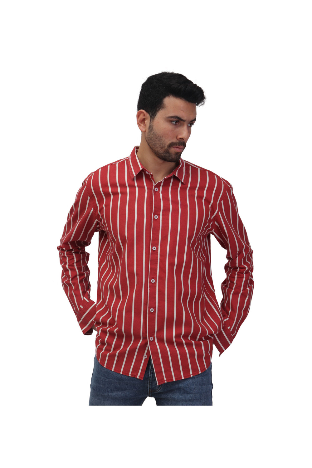 Men's Regular Fit Unique Style Cotton Shirt With Striped Details