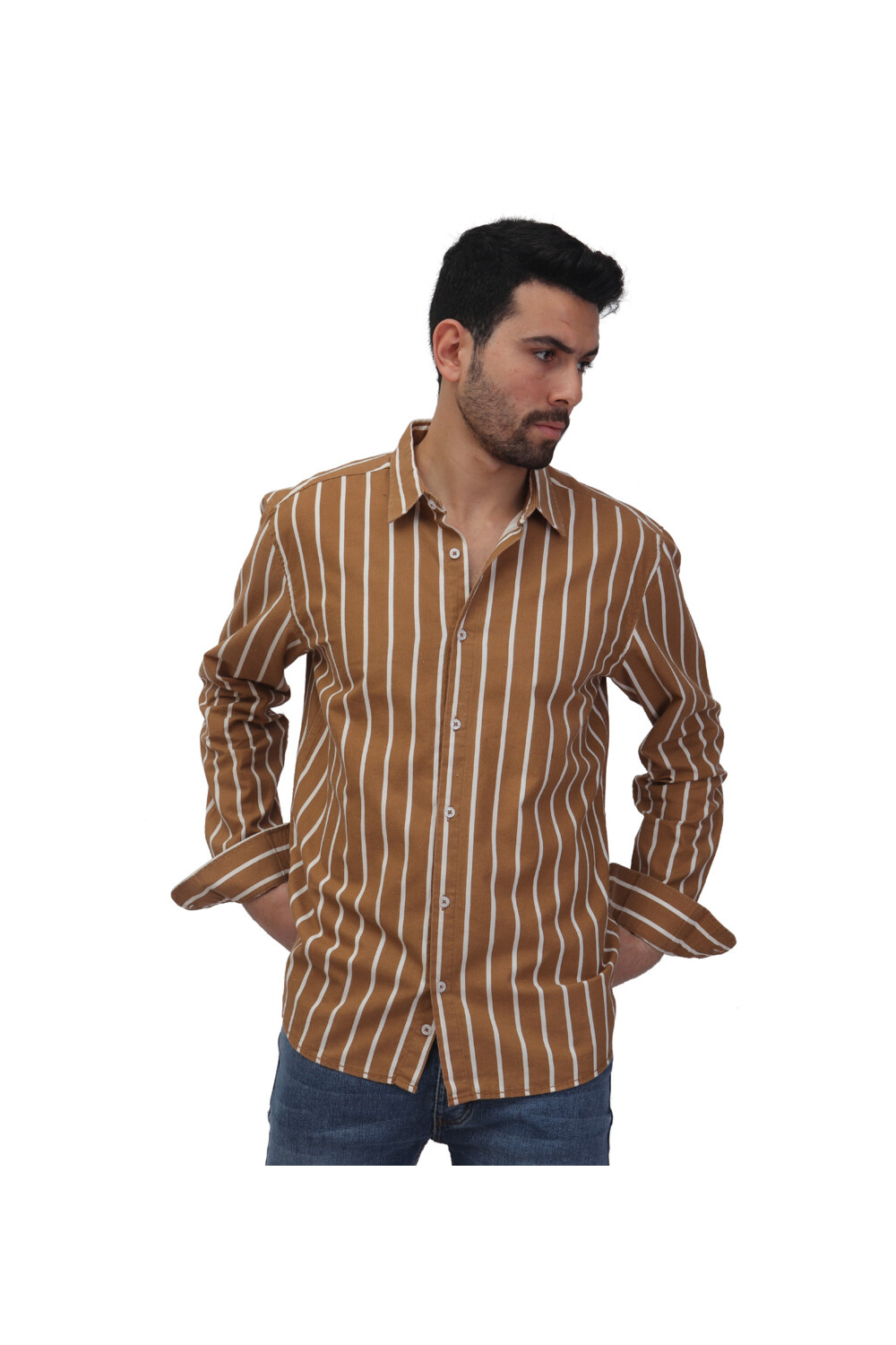Men's Regular Fit Unique Style Cotton Shirt With Striped Details