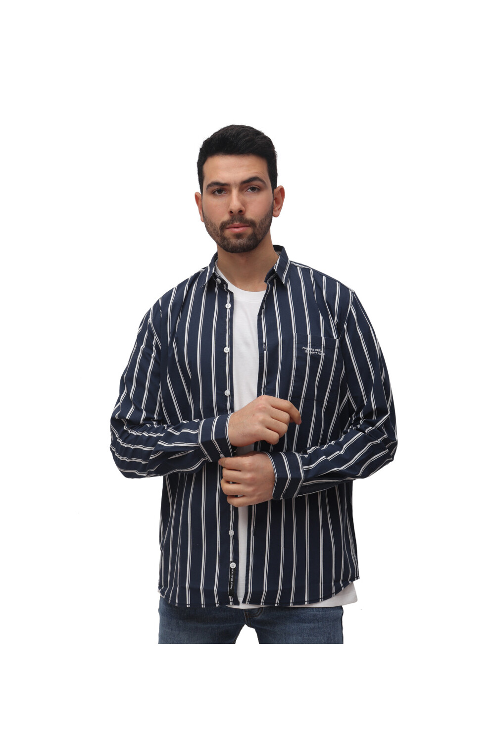 Men's Unique Style Regular Fit Cotton Shirt With Striped Details