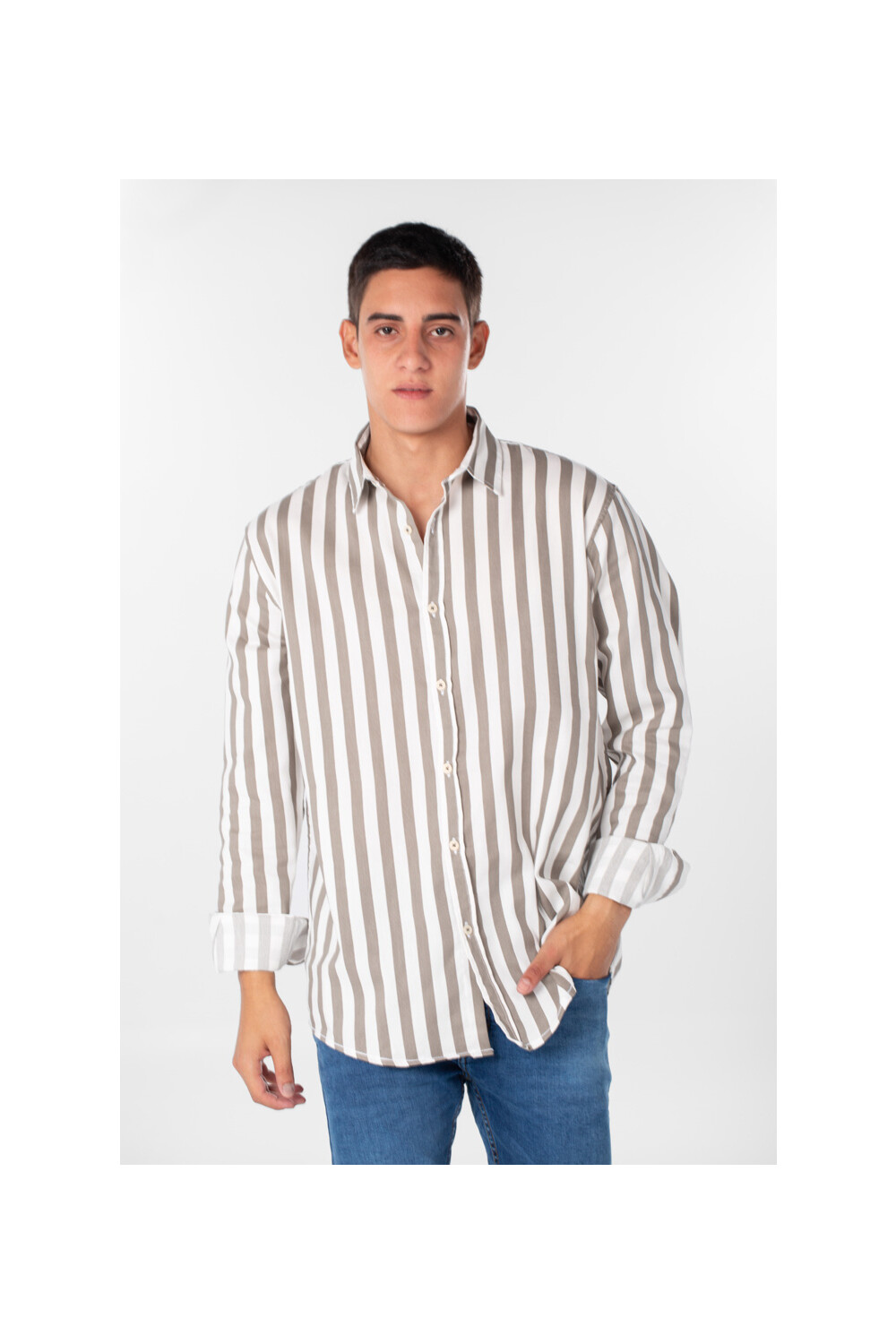 Men's Striped Cotton Regular Fit Long Sleeves Shirt