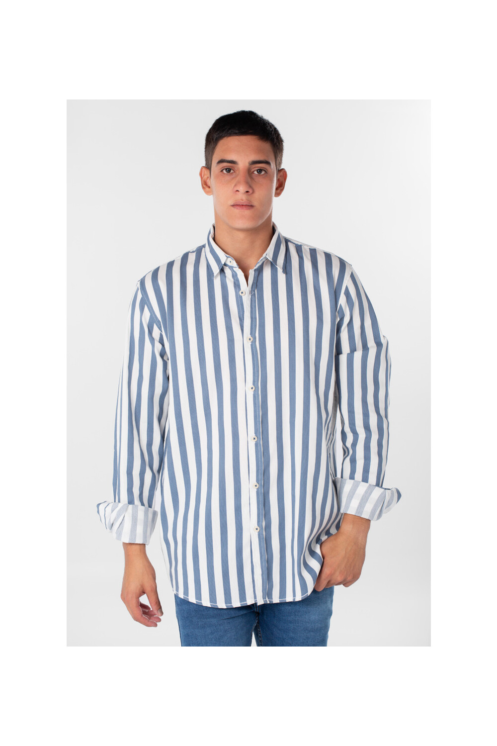 Men's Striped Cotton Regular Fit Long Sleeves Shirt