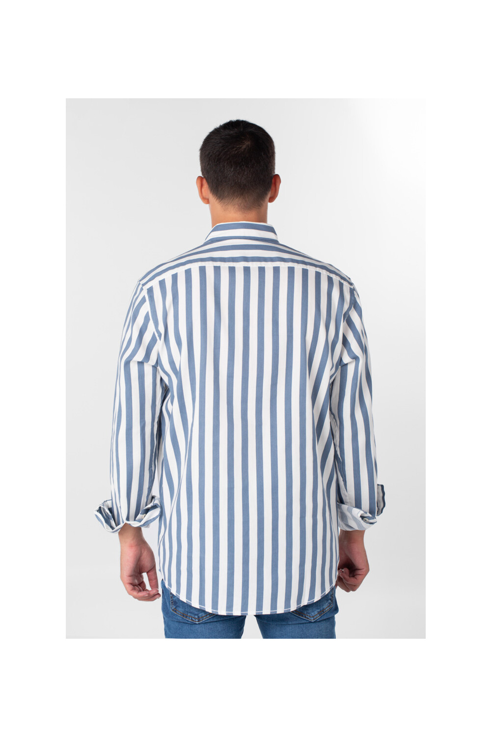 Men's Striped Cotton Regular Fit Long Sleeves Shirt