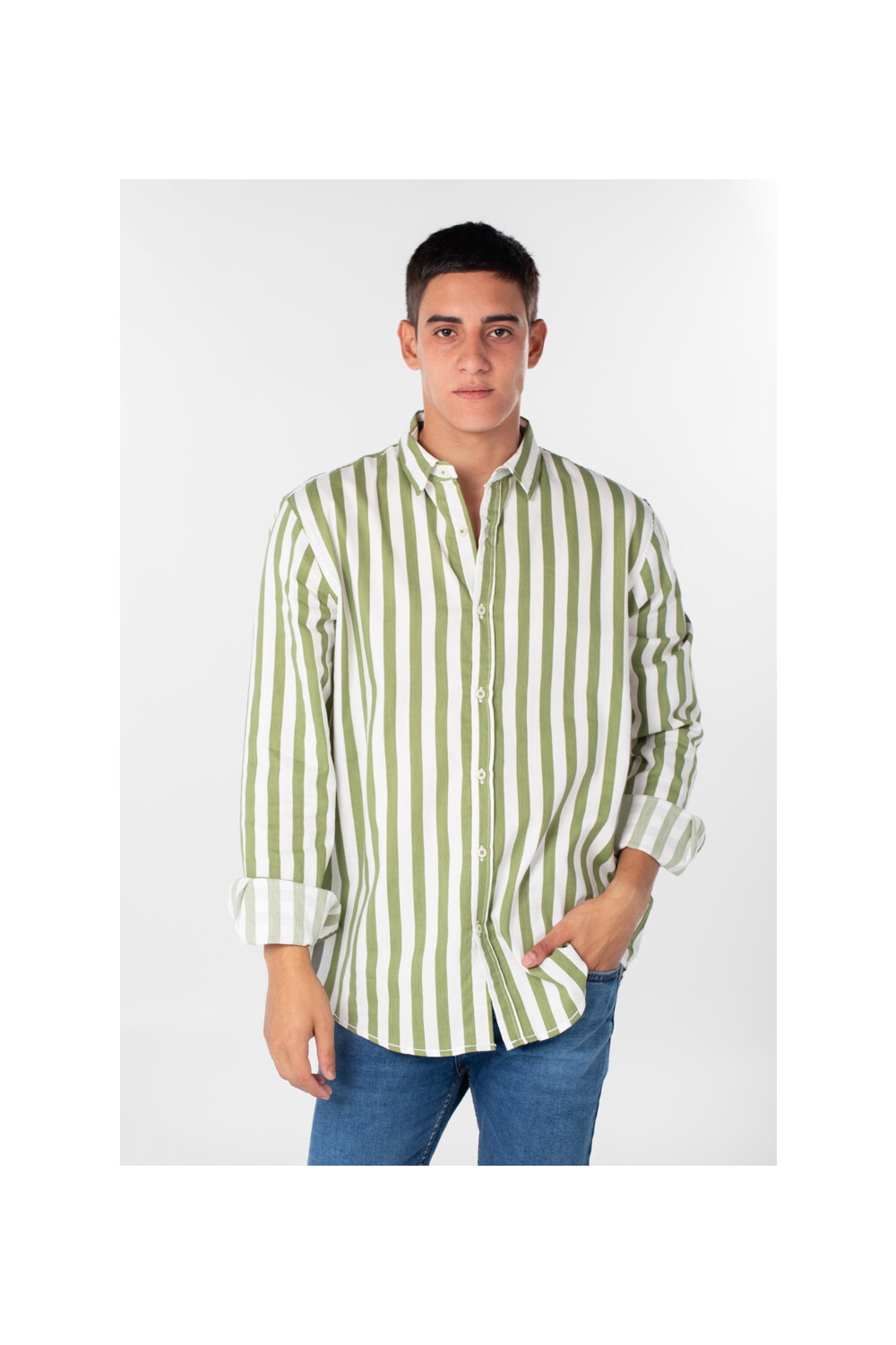 Men's Striped Cotton Regular Fit Long Sleeves Shirt