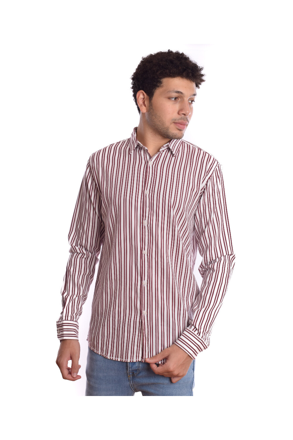 Men's Cotton Striped Style Regular Fit Long Sleeves Shirt