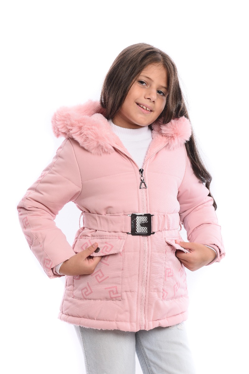 Girl's Front Printed Waterproof Padded Front Pockets Jacket